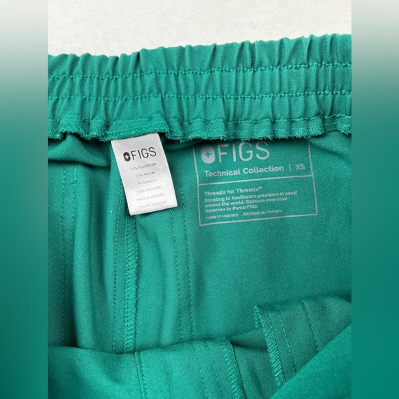 FIGS Kade Cargo Pants Hunter Green Gray Drawstring Womens Size XS Scrub Bottom - Picture 5 of 7